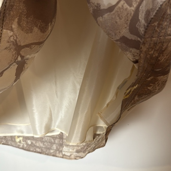 Banana Republic Womens Y2K Vintage 100% Silk Brown Cream Floral Strapless Top 10 - Picture 7 of 14